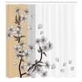 thumbnail image 2 of Ambesonne Japanese Shower Curtain, Romantic Sakura Blooms Art, 69"Wx84"L, Pale Brown, 2 of 4
