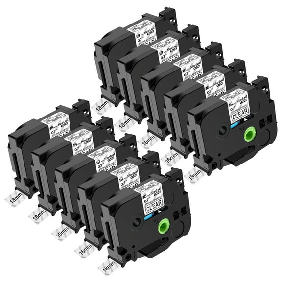 NineLeaf 10 Pack Compatible for Brother P-Touch Black on Clear TZe TZ Label Maker Tape TZe-S141 TZ-S141 18mm 0.7 in Extra Strength Laminated Label Tape