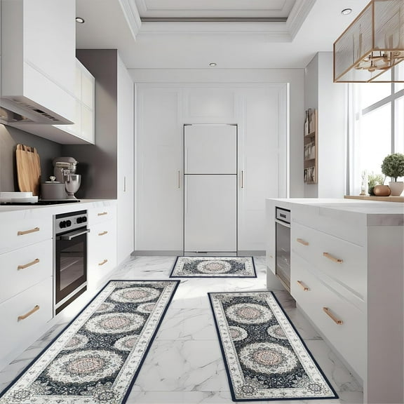 Boho Kitchen Rugs Sets of 3 Piece,Farmhouse Kitchen Area Rug Floor Carpet Runner Rugs,Non Slip Washable Kitchen Mats Set for Kitchen Floor Bathroom Laundry Office Sink (Colorful