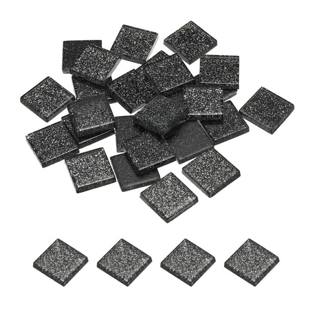 Mosaico Azulejos, Vidrio Azulejos, Brillo Cristal Mosaico Vidrio Piezas Granel Cuadrado Brillo Cristal Mosaico Azulejos 2 x 2cm para Hogar Decoración, 25uds(100g, Light Negro)