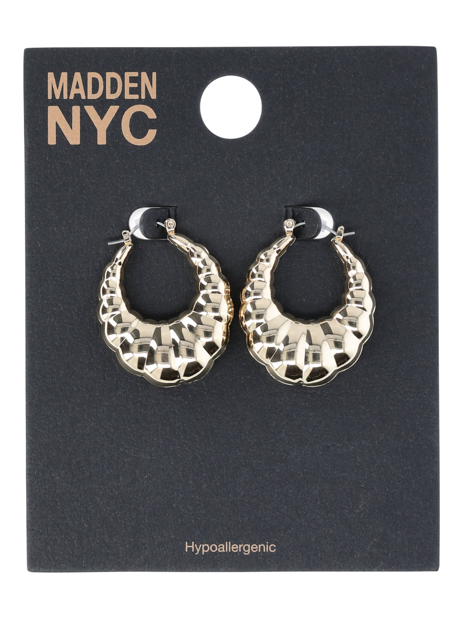Madden NYC Women's Fashion Gold Tone Crescent Hoop Earrings