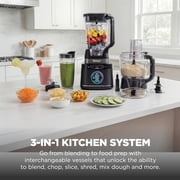 Ninja Detect Kitchen System Power Blender + Processor Pro, BlendSense Technology, Blender, Chopping & Smoothies, 1800 Peak Watts, 72 oz. Pitcher, 64 oz. Food Processor, 24 oz. To-Go Cup, TB401 Black