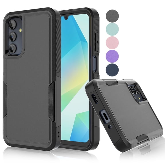 For Samsung Galaxy A16 5G Case, Shockproof Heavy Duty Rugged Phone Case for Samsung Galaxy A16 5G, Tekcoo Military Grade Protection Dual Layer Sturdy Durable Cover Cute Bumper - Black