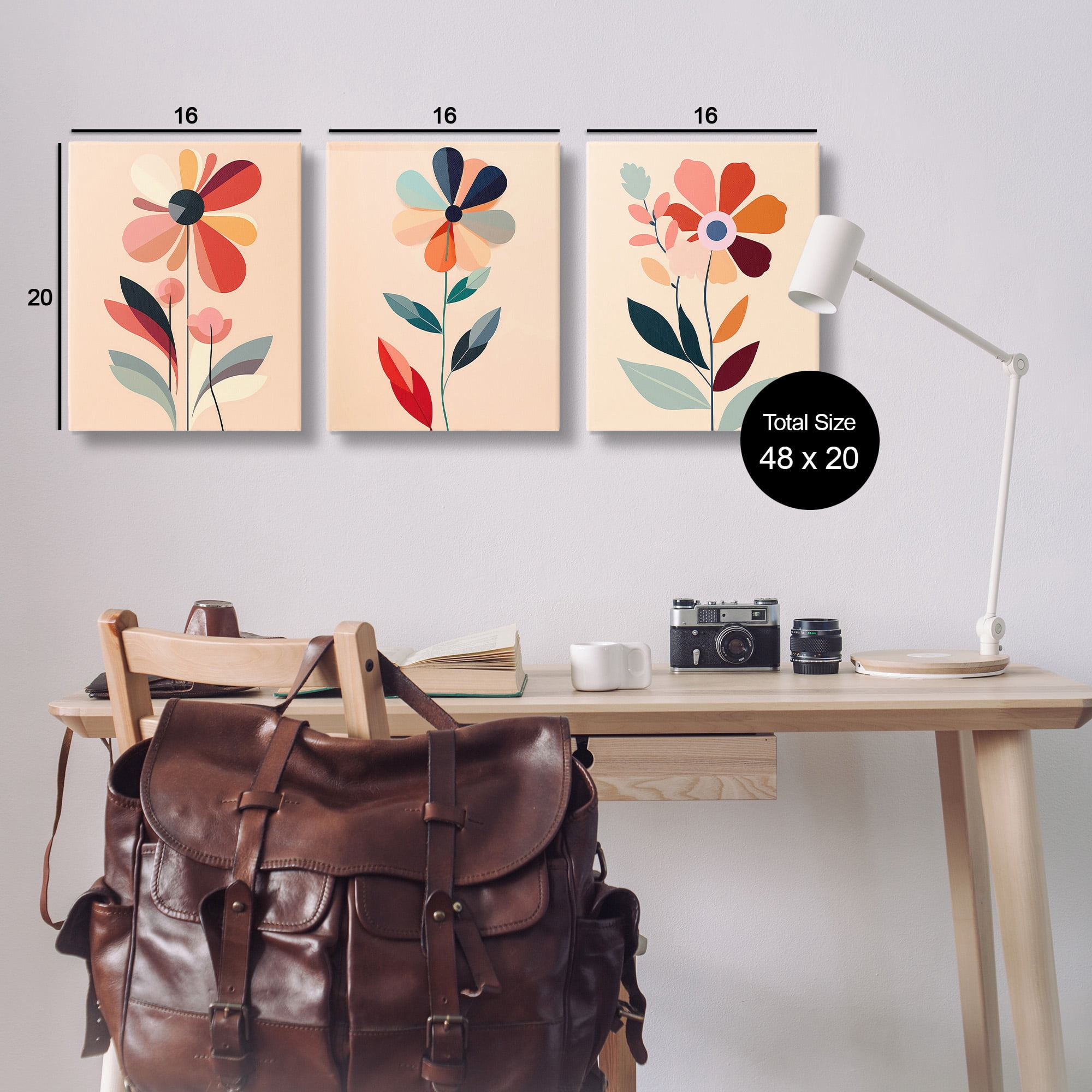 Stupell Industries Funky Modern Flowers Botanical & Floral Painting Gallery Wrapped Canvas Art Print Wall Art, 16 x 20, Set of 3