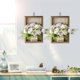 thumbnail image 5 of Decoración del hogar, decoración de habitaciones, decoración de paredes, flores artificiales de peonía y hortensia colgantes con marco de madera, plantas colgantes de potos artificiales para sala de e, 5 of 6