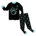 thumbnail image 3 of Hessimy Toddler Boys Girls Spring Summer Crewneck Long Sleeve Ocean cartoon Print Sweatshirt & Pants Cute Set（Black，3-4 Years）, 3 of 6