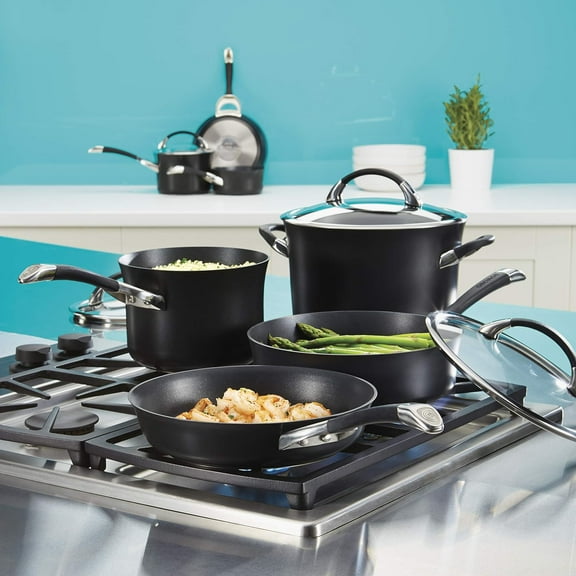 8.5-Inch Black Hard-Anodized Nonstick Frying Pan, Dishwasher Safe, Oven Safe to 400°F