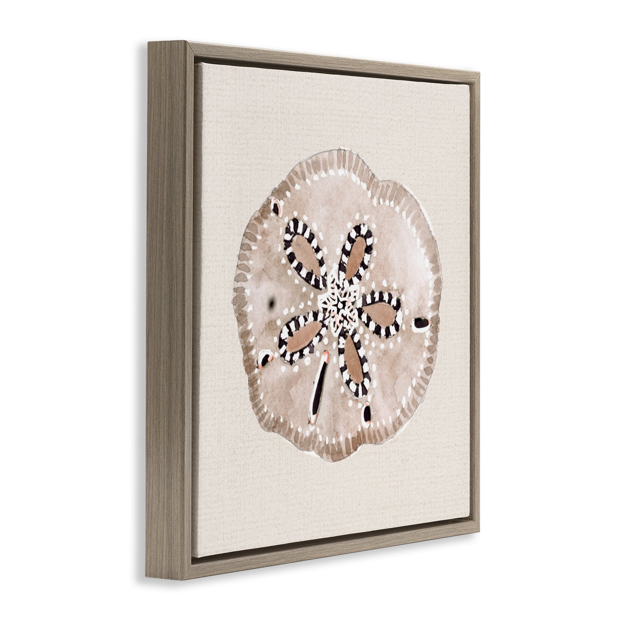 Stupell Industries Taupe & Beige Sand Dollar Brown Framed Floater Canvas Wall Art, design by Lanie Loreth