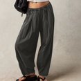 thumbnail image 6 of Brglopf Womens Baggy Wide Leg Pants Cotton Linen Elastic Waisted Loose Palazzo Harem Pants Beach Lounge Trousers with Pockets, 6 of 9