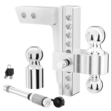 Adjustable Trailer Hitch, Fit For 2 Inch Receiver, 8-Inch Drop/Rise, Aluminum Drop Hitch, 12,500 Lbs Gtw - Tow Hitch For Trailer, Stainless Steel Tow Balls (2" & 2-5/16"&1-7/8") With Trailer Lock