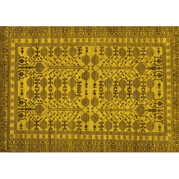 Ahgly Company Indoor Rectangle Southwestern Yellow Country Area Rugs, 7' x 10'