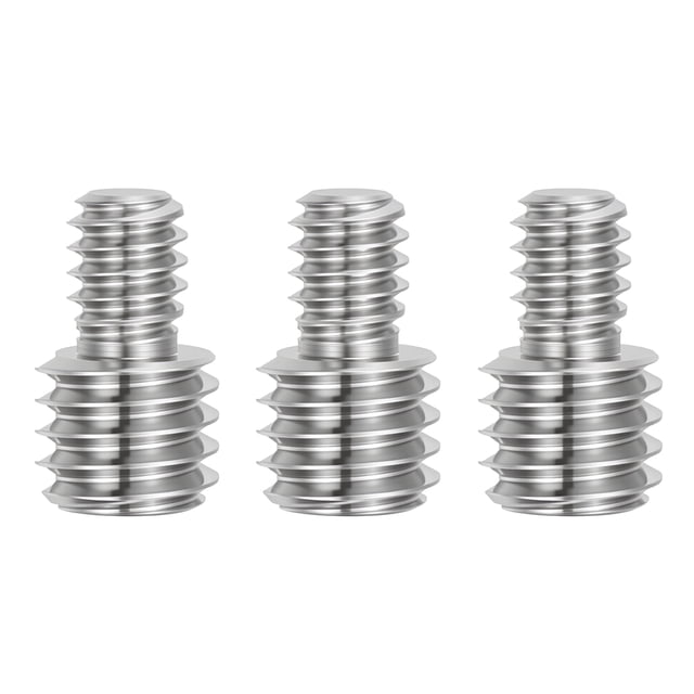 M6 to 3/8"-16UNC Double End Threaded Stud Screw Bolt, 3 Pack 303 Stainless Steel Rod Bolts Thread Reducer Adapter for Camera Furniture Hardware, 16mm Long