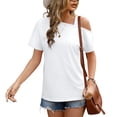 thumbnail image 1 of Camiseta con hombros descubiertos para mujer, Top informal de verano tipo holgado a la moda para uso diario, 1 of 6