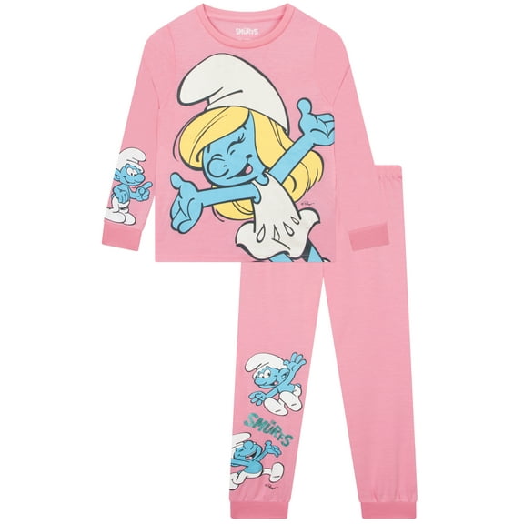 The Smurfs Girls Long Sleeve Pajamas Pink Sizes 3T-10