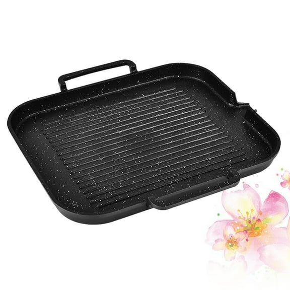 FOLOYORI Induction Grill Pan for Indoor Cooking Rectangular Multi-functional Baking Pan with Oil Drainage 1Pc