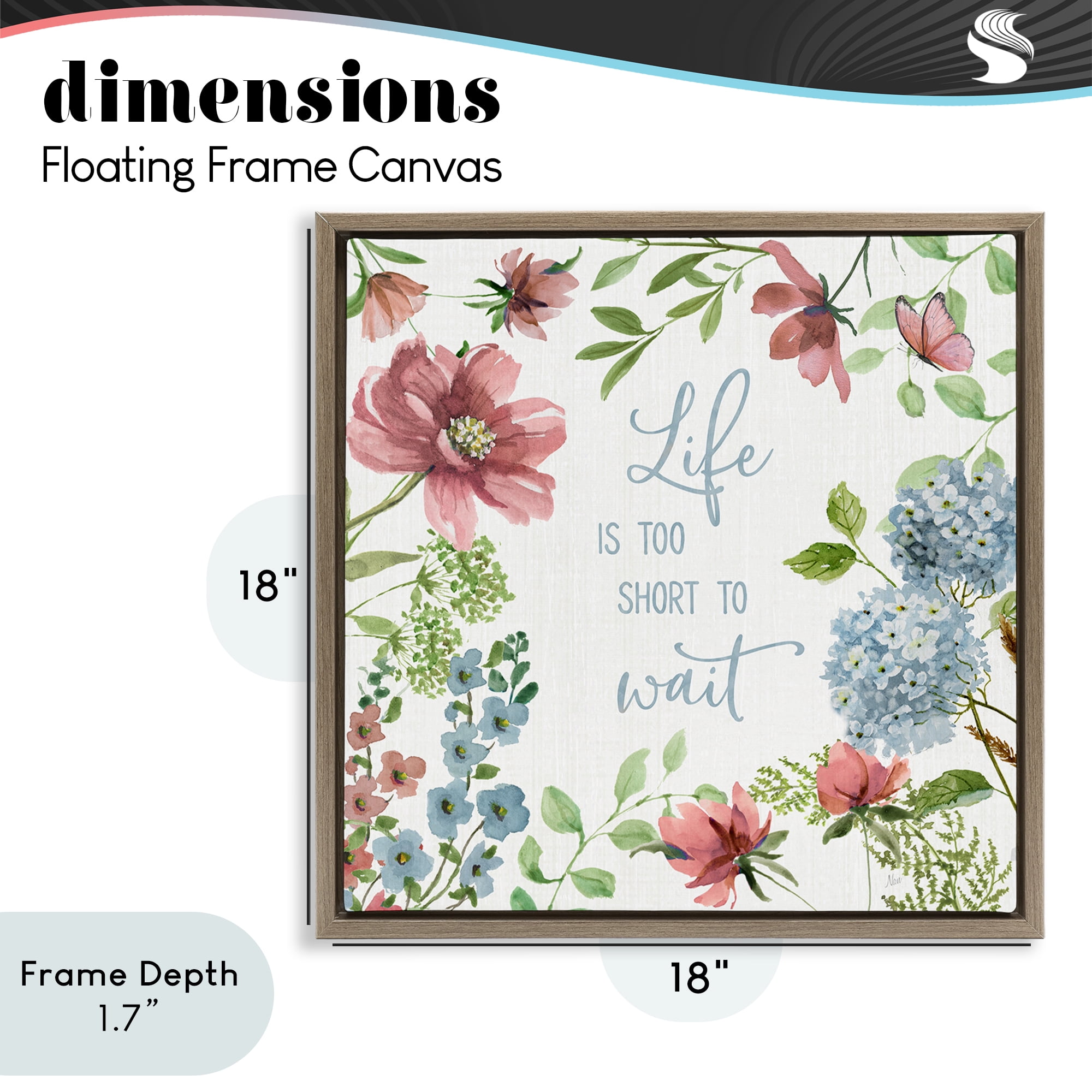 Stupell Industries Too Short To Wait Brown Framed Floater Canvas Wall Art, design by Nan