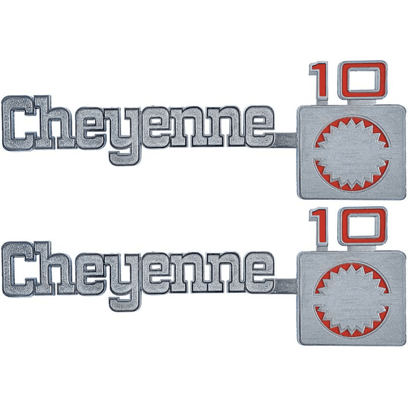 OER Front Fender "Cheyenne 10" Emblem Set 1975-1980 Chevy Pickup Trucks