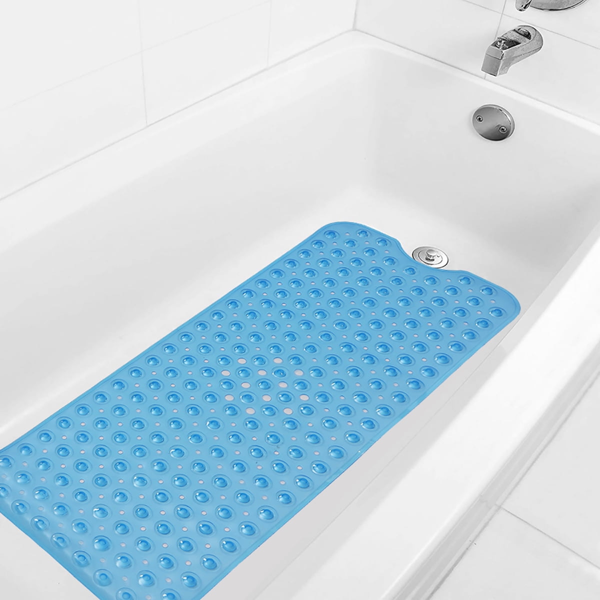 Bath Mat Non Slip White Adhesive Textured Vinyl Anti Skid Shower Safety Bathroom 