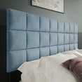thumbnail image 2 of Castle Place Classic Sqaure Tufted Velvet Upholstered Queen Headboard, Light Blue, 2 of 8