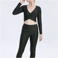 thumbnail image 3 of DHFJKG Womens Workout Set 2 Piece Yoga Tracksuit Seamless Long Sleeve Crop Top Leggings Tummy Control Sportwear Gym Outfits, 3 of 5