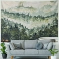 thumbnail image 4 of PRATYUS Misty Mountain Tapestry Wall Hanging Foggy Forest Tree Nature Landscape Tapestries Green Watercolor Mountains Scenery Wall Home Decor for Bedroom Living Room Dorm Multi Size Painting, 4 of 6