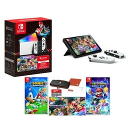Nintendo Switch OLED, White Joy Con, 64GB, 3 Games, Case