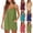 Green, variant on Plus Size Womens Summer Casual Mini Dress Vacation Beach Crewneck Spaghetti Strap Short Dresses Trendy Loose Solid Color Sundress With Pockets