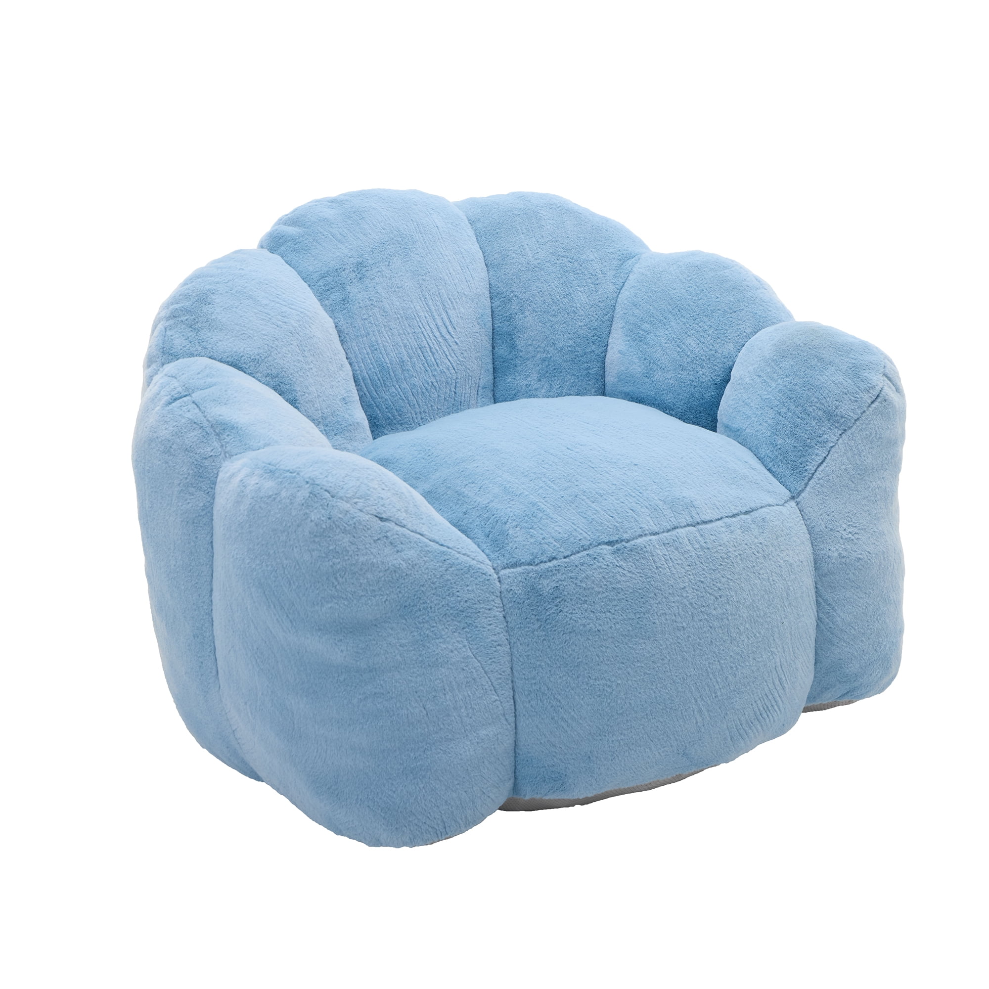 Peispie Lotus Flower Bean Bag Chair for Adults & Teens, Comfy Floor Sofa Lounge Chair with Armrests & Handle, High-Density Memory Foam Filled Pillow Reading Accent Chair for Bedroom, Blue