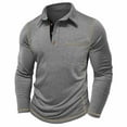 thumbnail image 4 of PYGNJK Men's Casual Long Sleeve Polo Shirts Collared Button Cotton T-Shirt Classic Stylish Golf Shirt with Pocket, 4 of 6