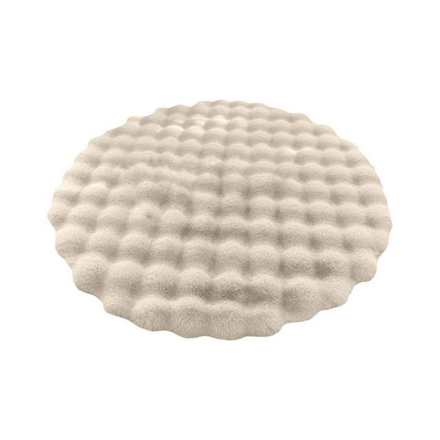 Feltree 70cm Round Velvet Entryway Rug, Non-Slip Polyester Floor Mat for Bedroom/Dorm, Machine-Washable Low-Pile Design in Neutral Tones
