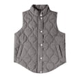 thumbnail image 3 of GEWSEY Cropped Puffer Vest Women Lightweight Quilted Stand Collar Sleeveless Jackets Fall Winter 2025 Button Zip Up Coat (Grey, XL), 3 of 3