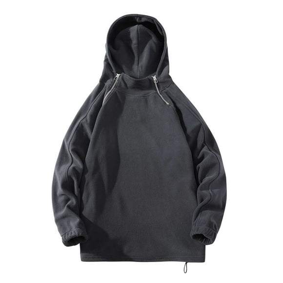 Men Outdoor Multi-pocket Fleece Sweater Military Double Sided Fleece Hooded Jacket Men Hooded Sweatshirts Coat