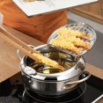 thumbnail image 1 of HUGFEGWE Janpanese Style Tempura Frying Pot with Lid,Stainless Steel Deep Fryer Pot with Temperature Control and Oil Drip Drainer Rack,Tempura Deep Fryer for Kitchen French Fries,Chicken U2537-31827, 1 of 9