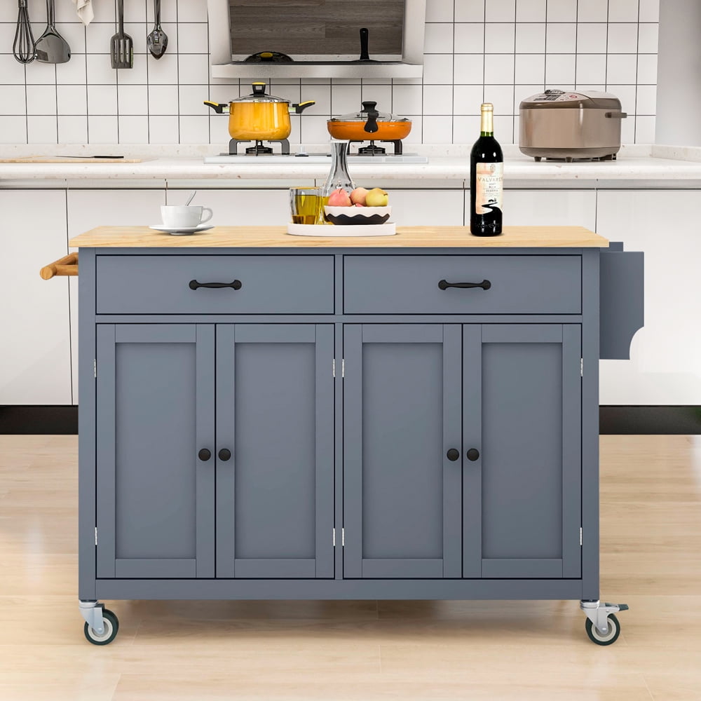 Farmhouse Kitchen Island Microwave Carts with storage for Home and Kitchen, Kitchen Storage