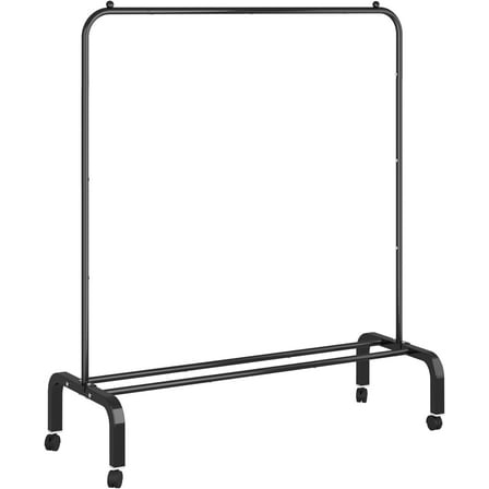 Rolling Clothes Rack Metal Clothing Rack with Wheels Garment Rack with Bottom Shelf for Hanging Clothes Shirts Jeans and Coats Black