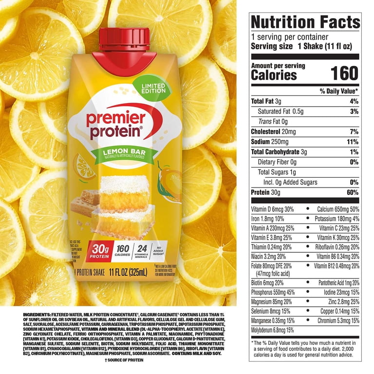 Premier Protein High Protein 30g Protein Shake, Lemon Bar, 11 fl