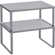 thumbnail image 1 of SONGMICS Especiero, Estante para Especias, Organizador para Armarios, para Mostradores, Elevador de Estantes, Apilable, Ampliable, Juego de 2 Estantes Metálicos para Cocina, Plata, 1 of 6