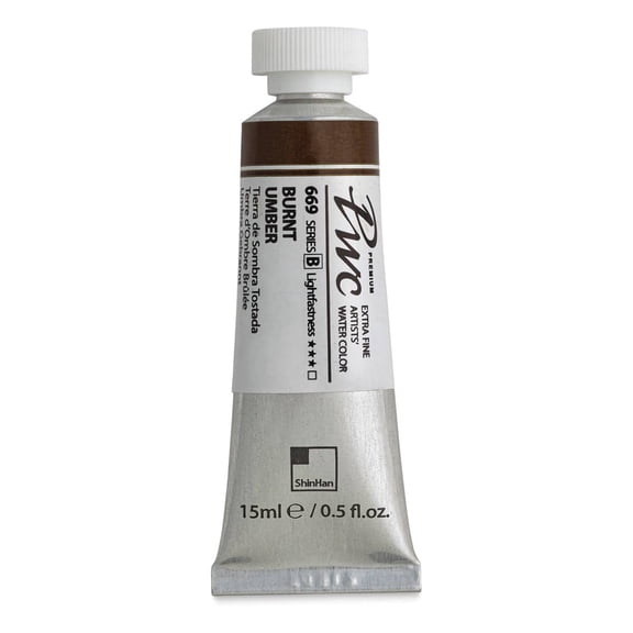 ShinHan PWC Extra Fine Professional Watercolor - Burnt Umber, 15 ml, Tube