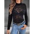 thumbnail image 5 of Women'S Leopard Print Top Long Sleeve Fitted Tee Going Out Cheetah Top Shirt, 5 of 9