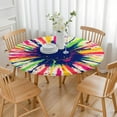 thumbnail image 3 of Colorful Paint Burst Pattern Round Fitted Tablecloth with Elastic Edge,Dining Table Cover Waterproof,Outdoor Round Tablecloth for Camping,Dining,Indoor and Outdoor, 3 of 7