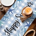 thumbnail image 3 of Summer Ocean Table Runner 70 Inches, Blue Coastal Starfish Seashell Conch Plaid Bed Runner Dresser Scarves Tabletop for Indoor Outdoor Parties/Ceremony/Banquet, 13" x 70", 3 of 9