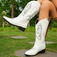 thumbnail image 5 of Womens Wide Calf Cowboy Boots Vintage Slouchy Leather Pointed Toe Western Knee High Cow Girls Tall Boots White Size 9.5, 5 of 8