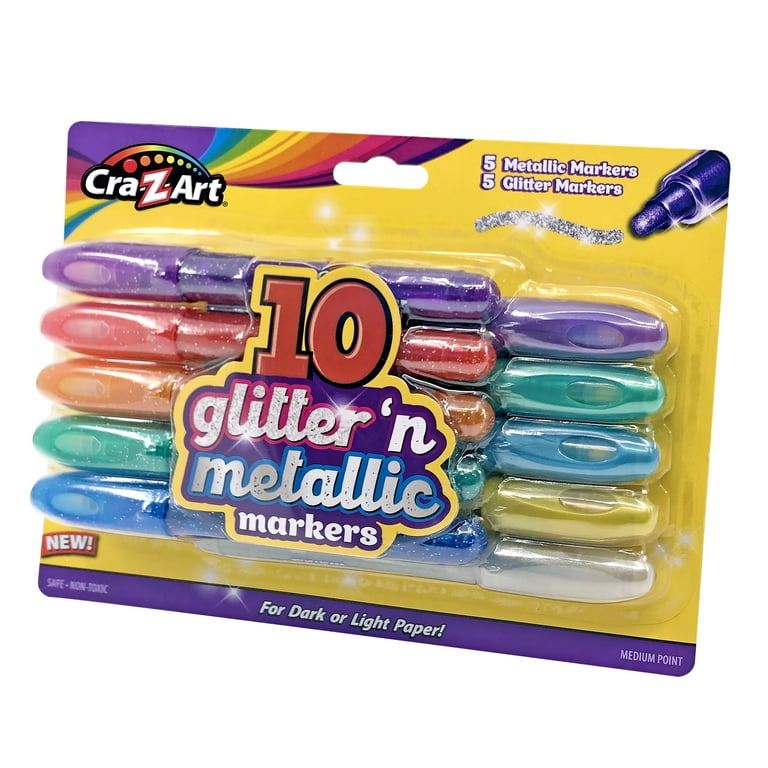 Cra-Z-Art Glitter and Metallic Art Marker Set, 5 glitter and 5