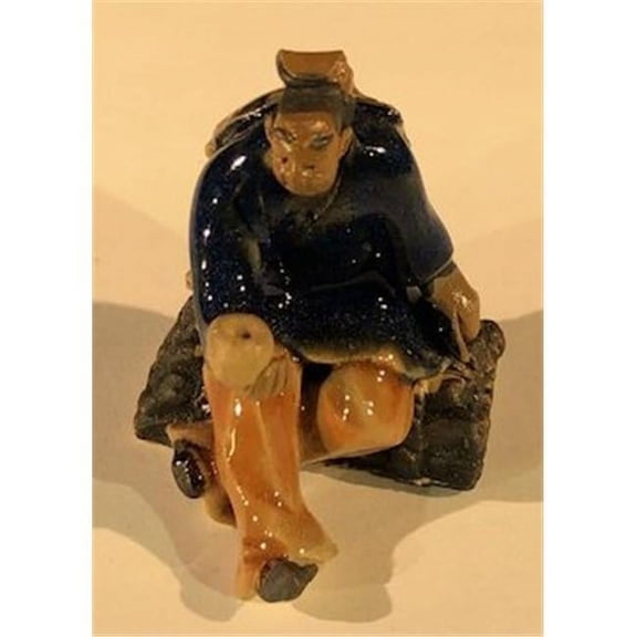 Bonsai Boy e3460 2 in. Miniature Ceramic Figurine - Man Holding Cup