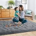 thumbnail image 6 of IR Imperial Rooms Shag Rug 2ft x 3ft Anti-Slip Soft Fluffy for Living Room Bedroom Decor Carpet Grey, 6 of 11