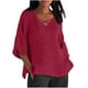 thumbnail image 1 of Vestidos Casuales Para Mujer, Blusas De Mujer De Moda Blusa de lino y imitación de cuello en V para mujer, de manga 3/4, estilo verano, 1 of 5