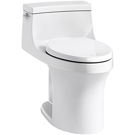 KOHLER K-5172-0 San Souci Comfort Height Compact Elongated 1.28 GPF Toilet with Aqua