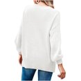 thumbnail image 3 of Fall Winter Crewneck Women Casual Knit Sweater Ribbed Side Slit Loose Pullover, 3 of 5