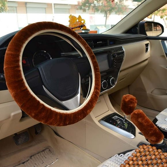 BeesClover Warm Fur Automotive Steering Wheel Cover Universal Steering-wheel Plush Car Steering Wheel Covers