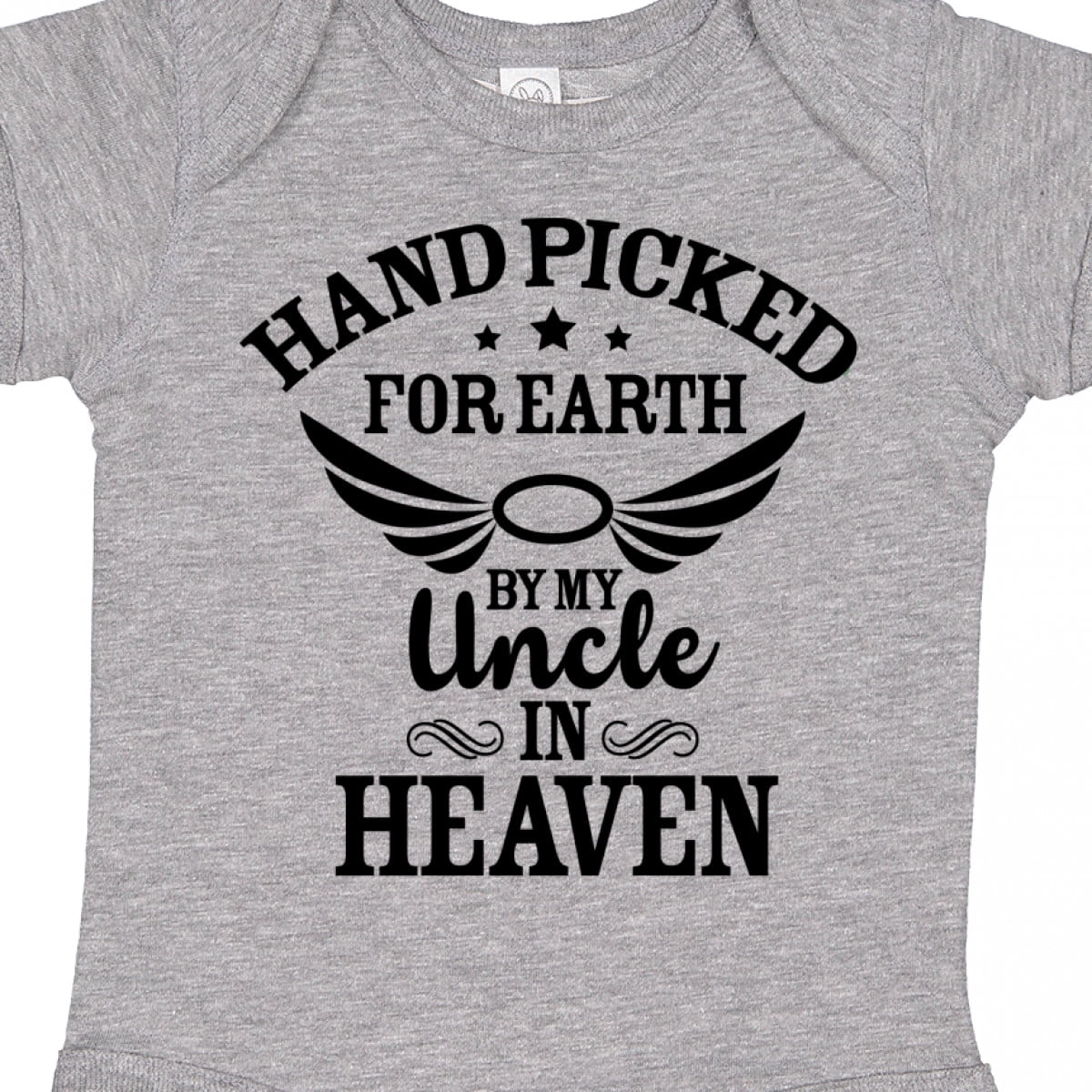 Inktastic Handpicked for Earth by My Uncle in Heaven with Angel Wings Boys or Girls Baby Bodysuit